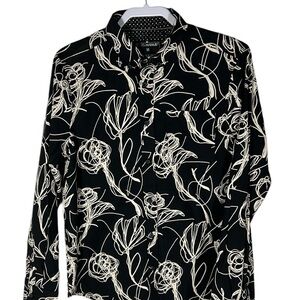 Eighth Avenue Scribbled Floral Print Button Down Shirt Men’s Size M